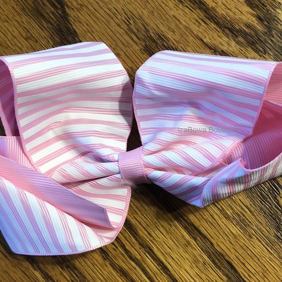 Hand Crafted Other - Pink 6" Stripe Boutique Bow HANDCRAFTED